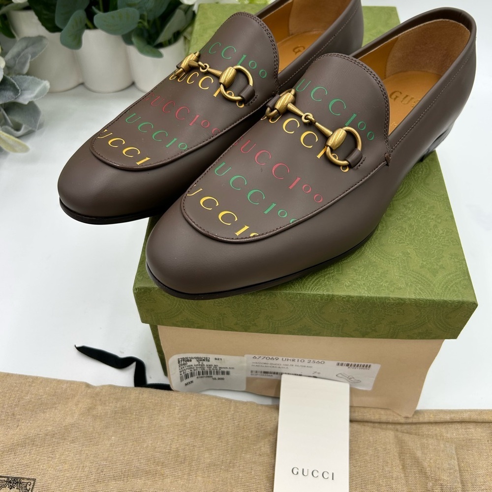Men's Gucci JORDAAN horse bit 100th anniversary, Leather loafers 7.5 fits 8.5 US - Picture 9 of 10